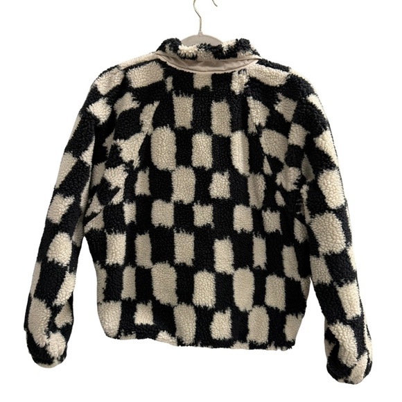 FREE PEOPLE FP MOVEMENT Hit The Slopes Printed Fleece Jacket Black White Checker - Picture 4 of 16